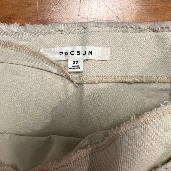 PACSUN Beige Brown Patchwork Denim Mini Skirt Size 27 - Picture 3 of 3